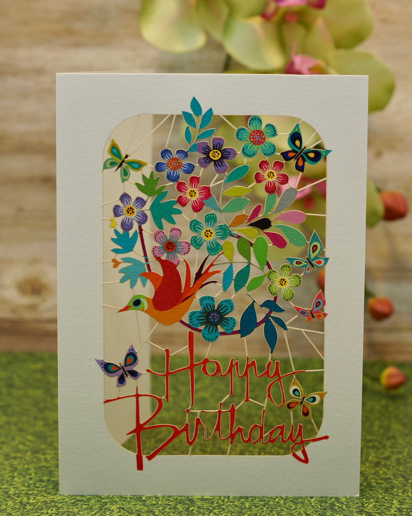 RPM225 Happy Birthday Bird and Flowers