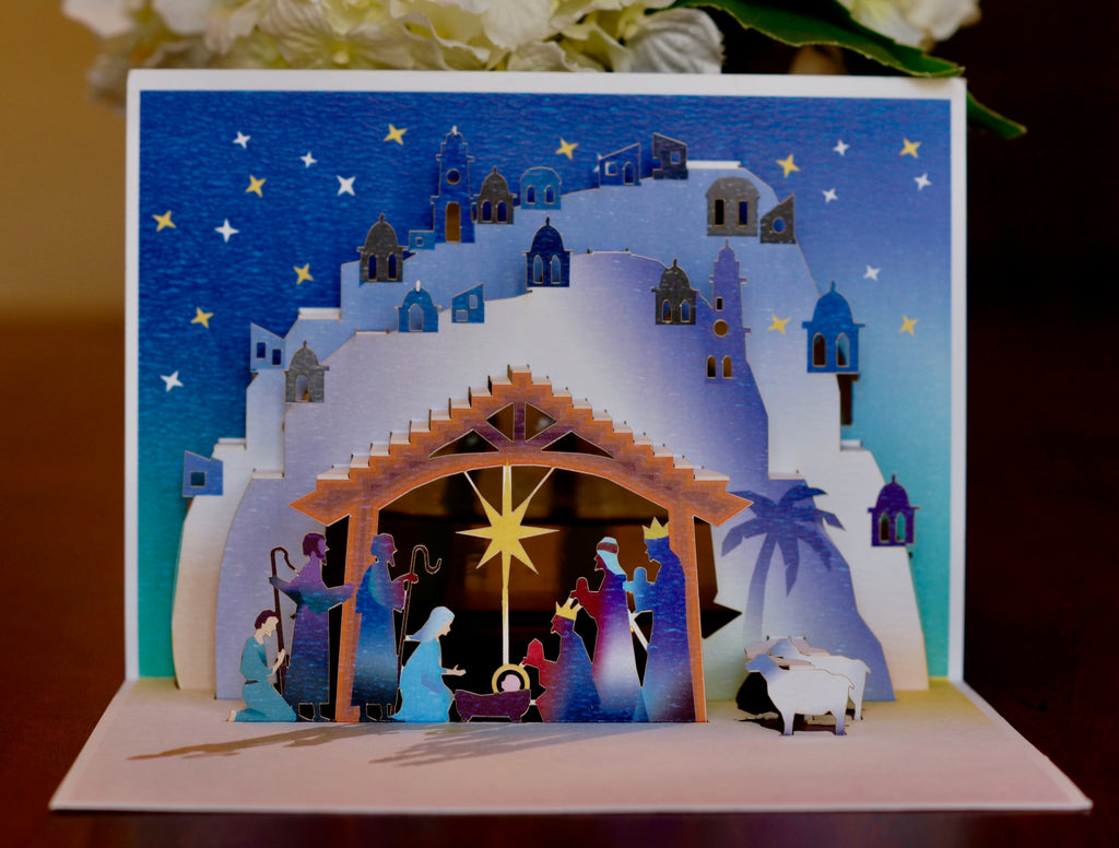 RPOP107 Holy Night Nativity Pop Up Card