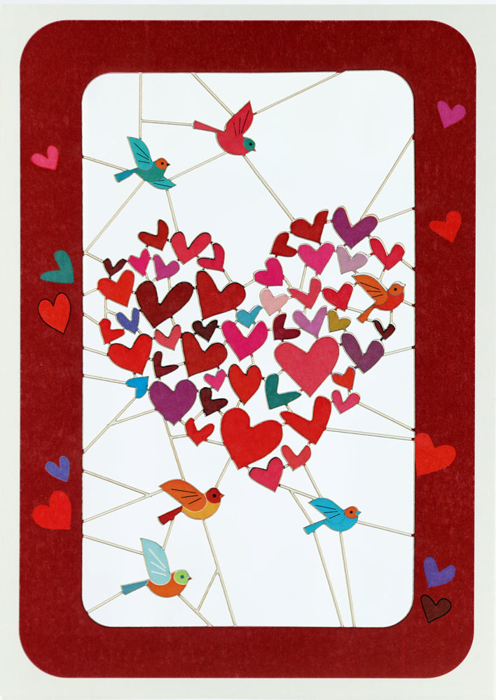 RPM439 Hearts with birds flying