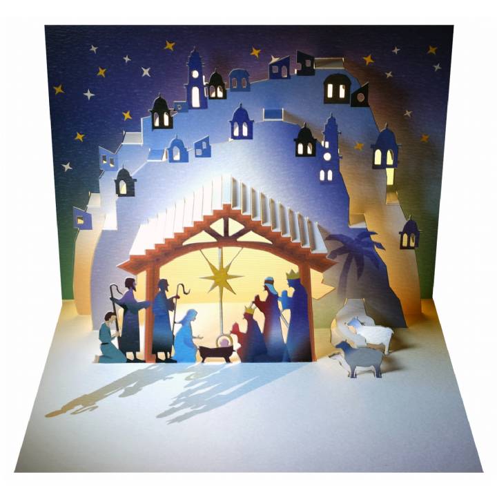 RPOP107 Holy Night Nativity Pop Up Card