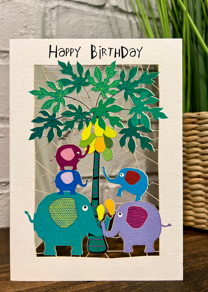 RPM112- Birthday elephants and palm tree