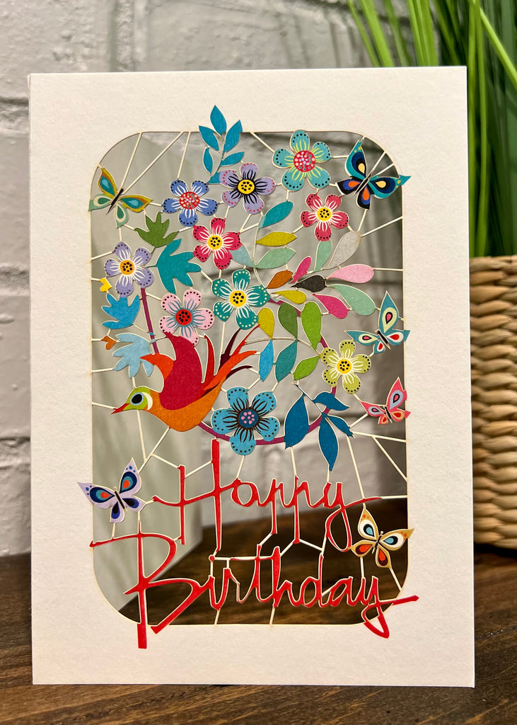 RPM225 Happy Birthday Bird and Flowers