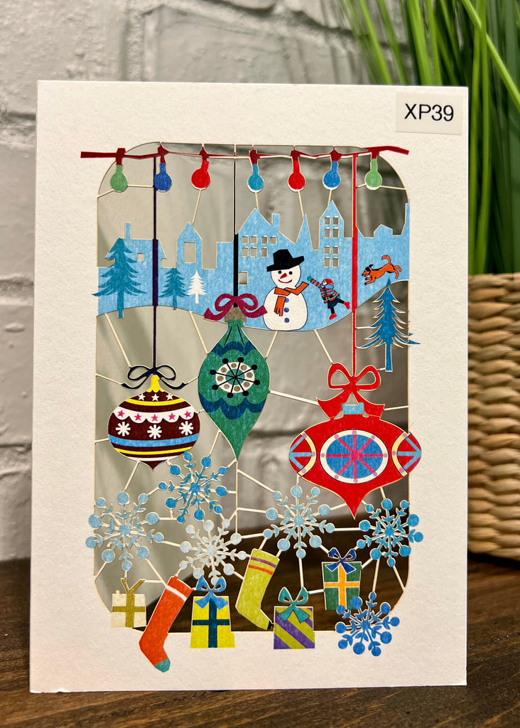 RXP39 Snowman and Ornaments Holiday card