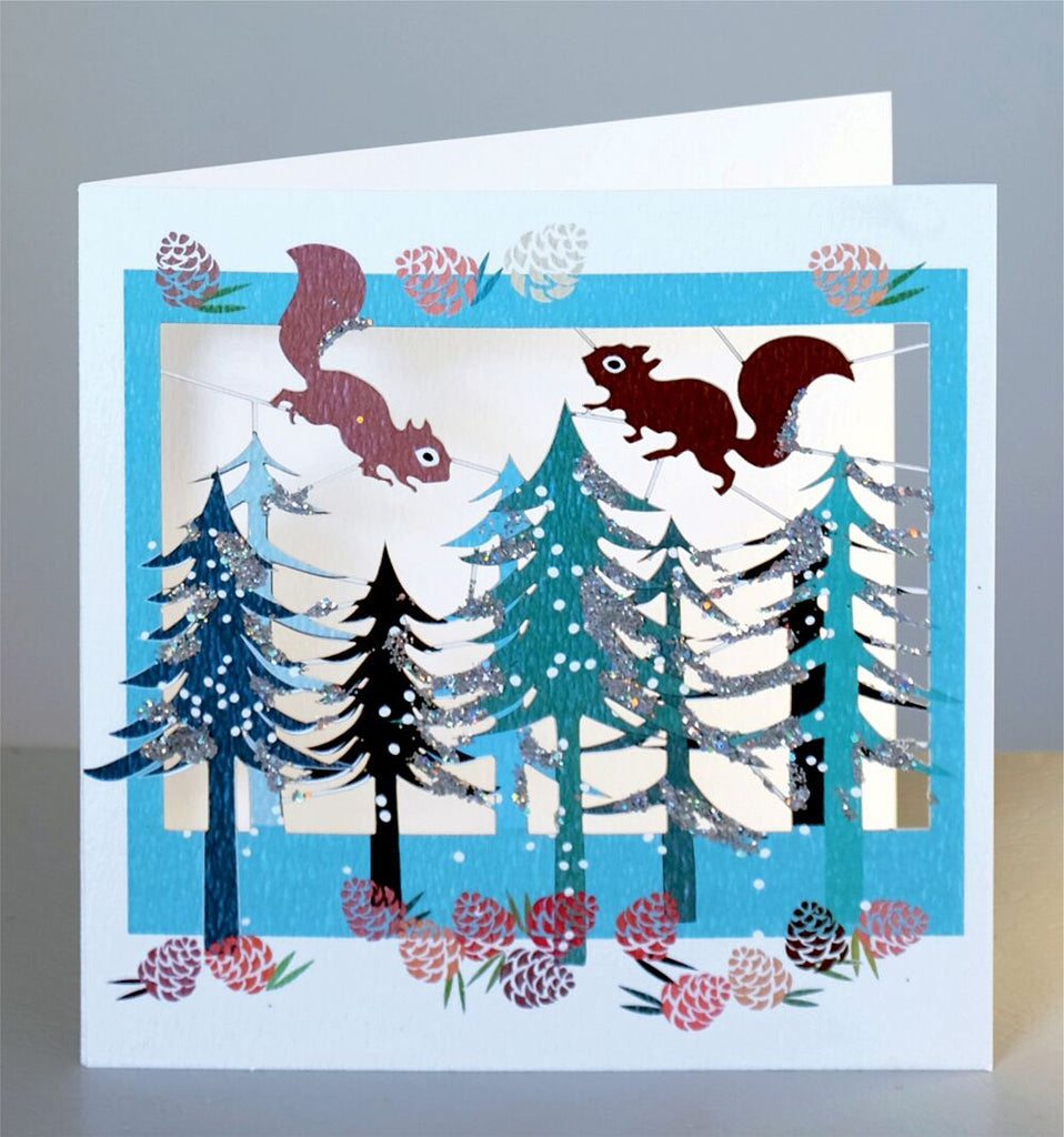 RXPM35 Squirrels and trees holiday card